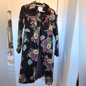 Anthropologie Black Floral Corduroy Jacket